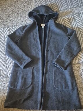LOFT Hooded Long Coat in Charcoal